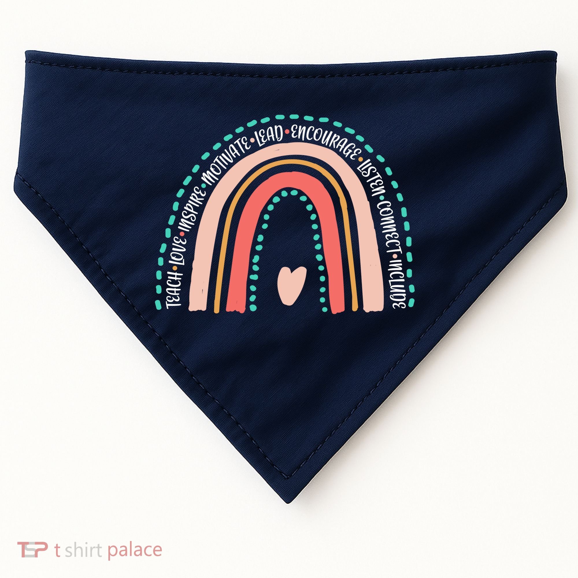 Positive Teacher Inspire Rainbow USA-Made Doggie Bandana