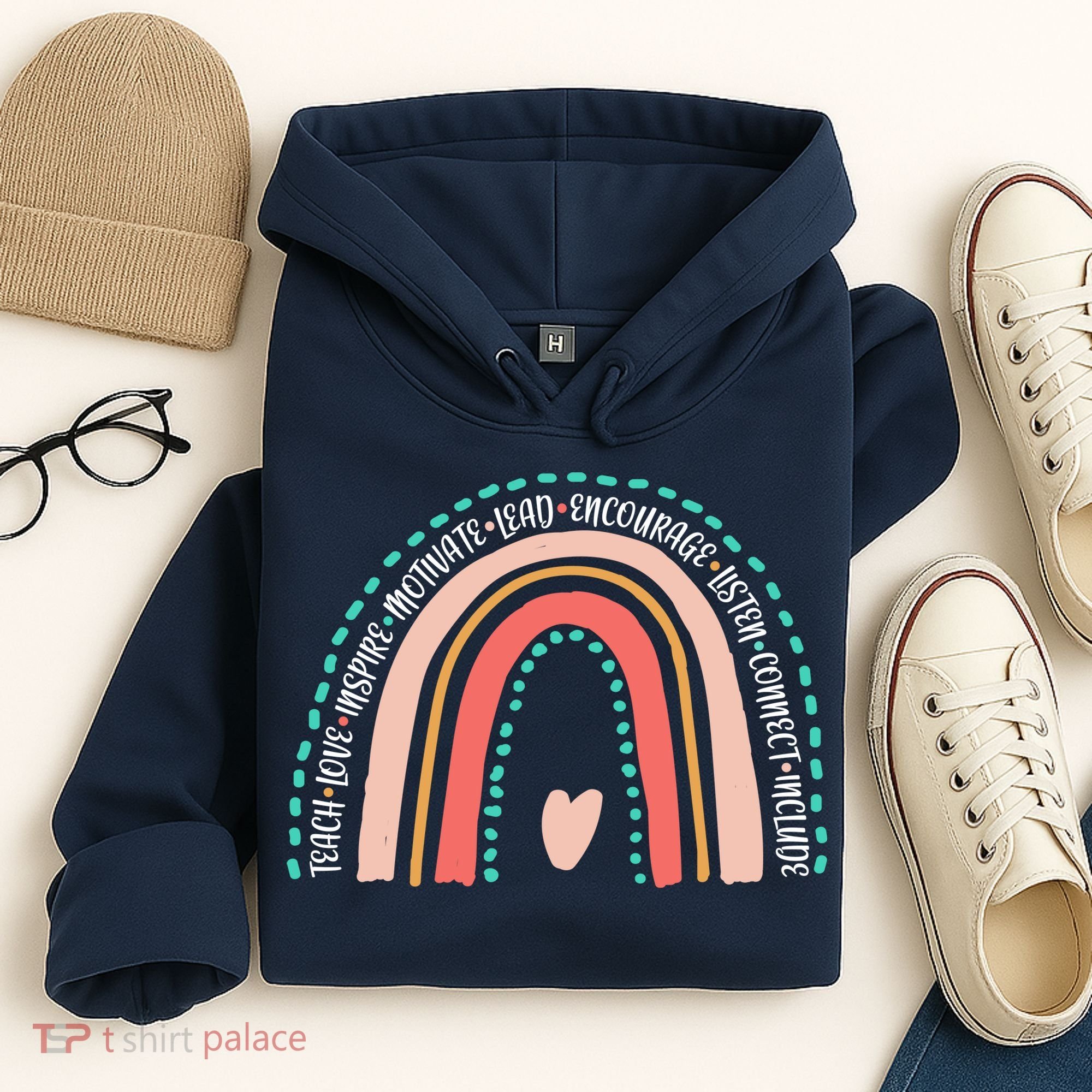 Positive Teacher Inspire Rainbow Hoodie