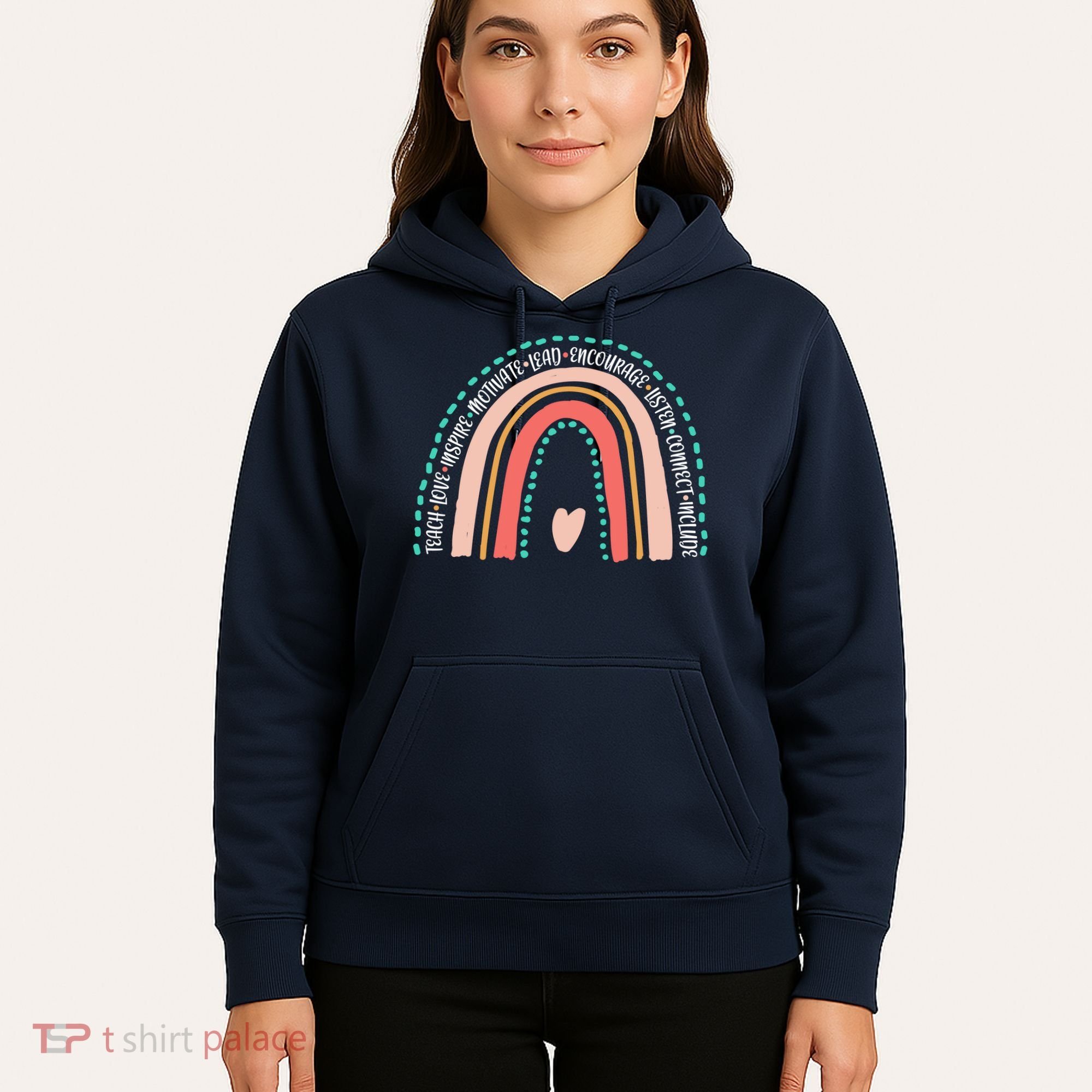 Positive Teacher Inspire Rainbow Hoodie