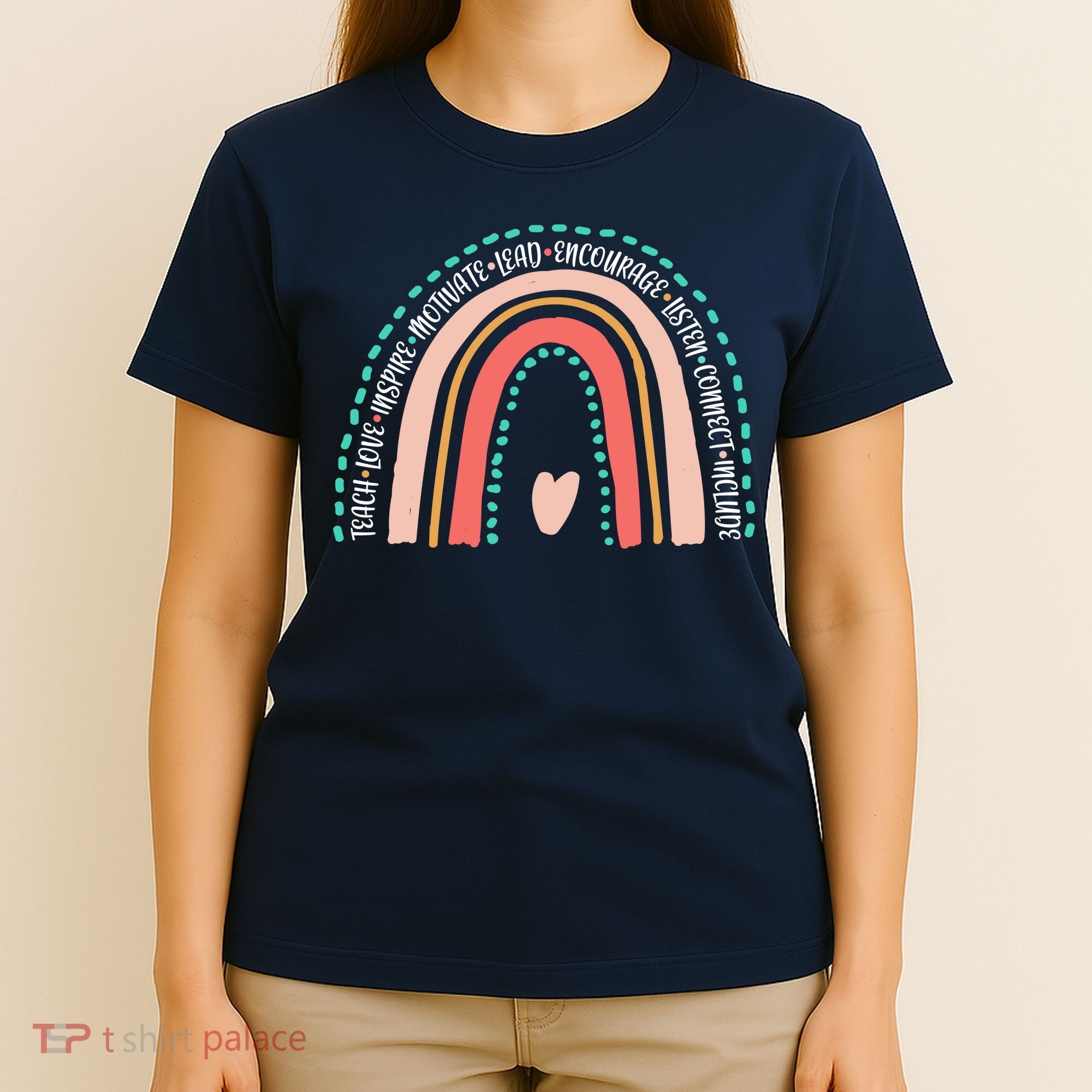 Positive Teacher Inspire Rainbow T-Shirt