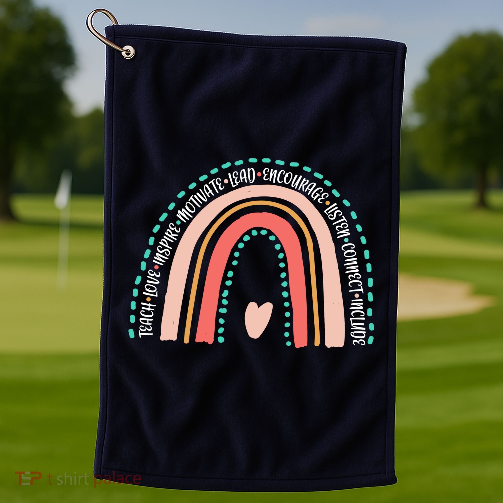 Positive Teacher Inspire Rainbow Golf Towel