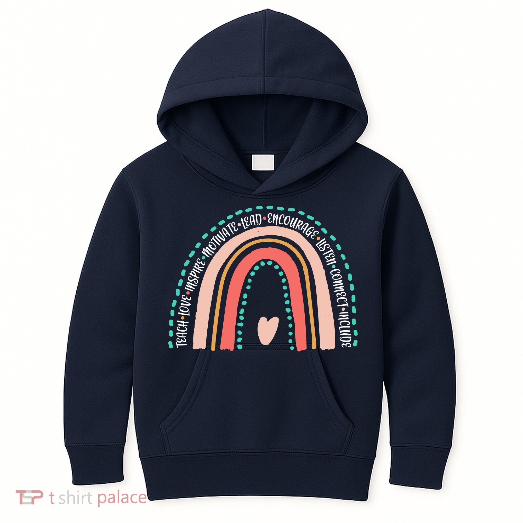 Positive Teacher Inspire Rainbow Kids Hoodie
