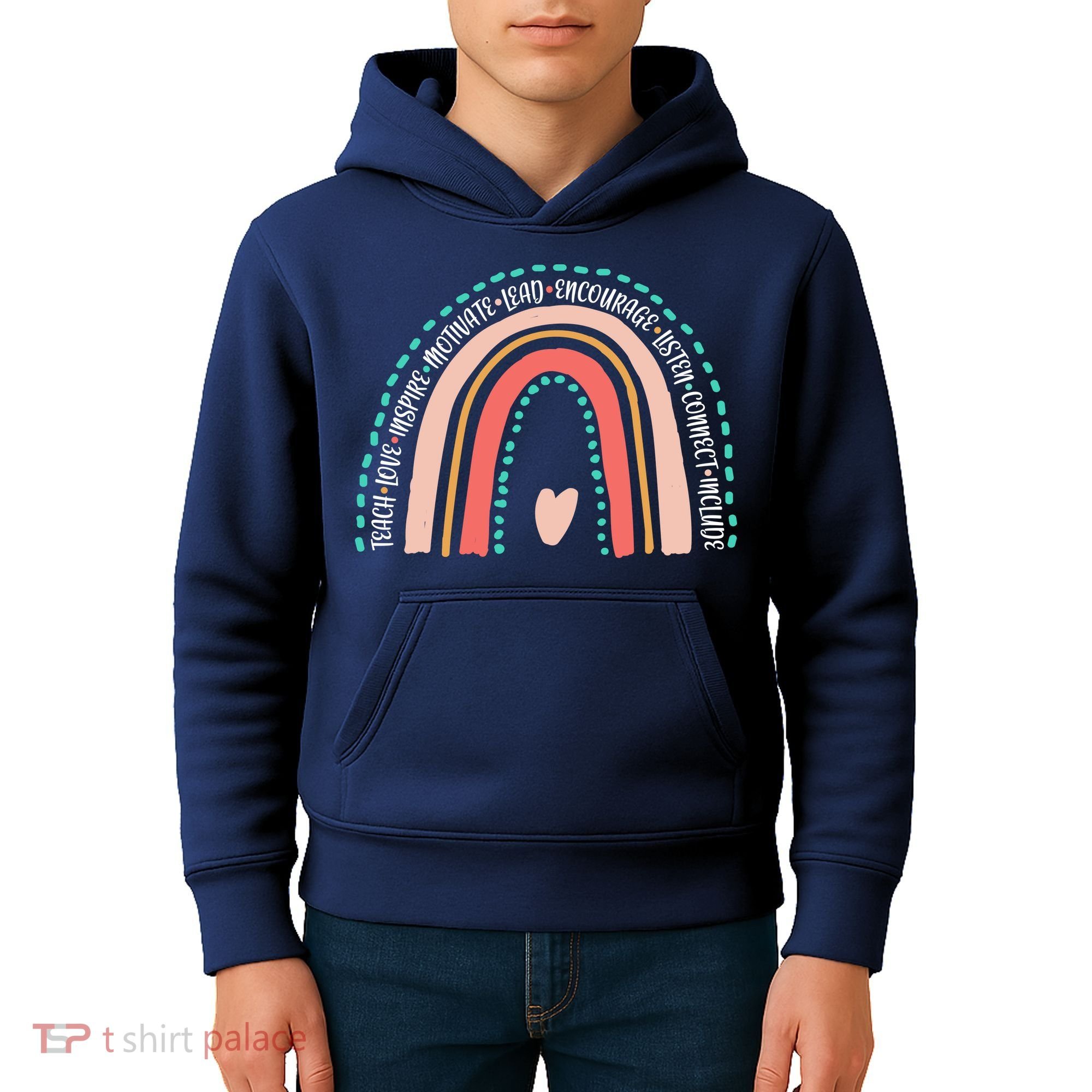 Positive Teacher Inspire Rainbow Kids Hoodie