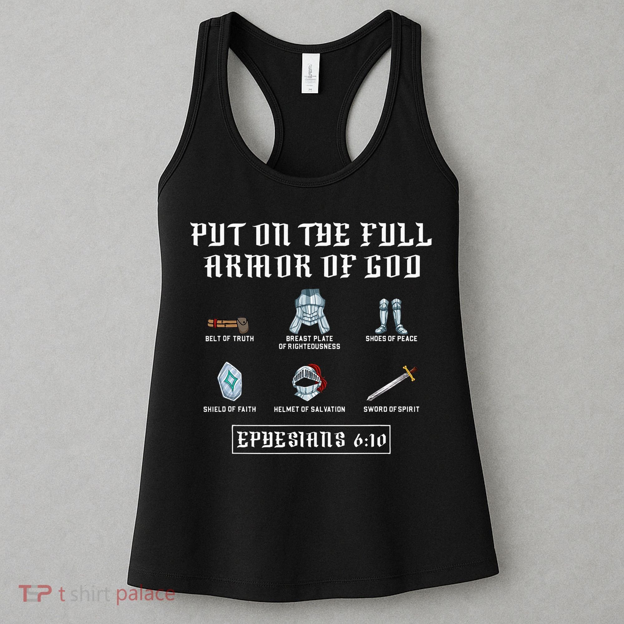 Put On The Full Armor Of God Funny Saying Christian Women's Tank Top