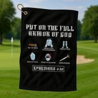 Put On The Full Armor Of God Funny Saying Christian Golf Towel thumb 1