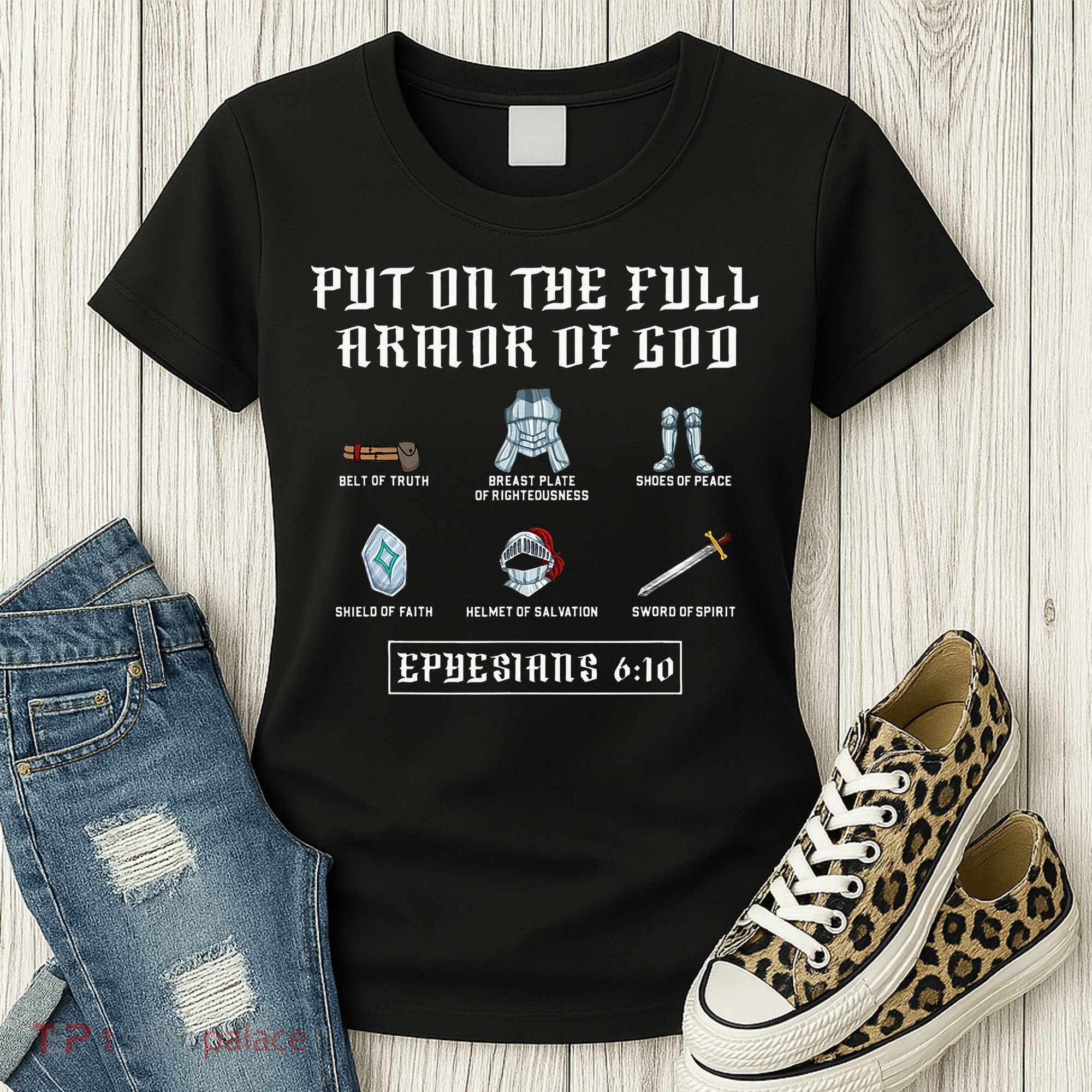 Put On The Full Armor Of God Funny Saying Christian Women's T-Shirt