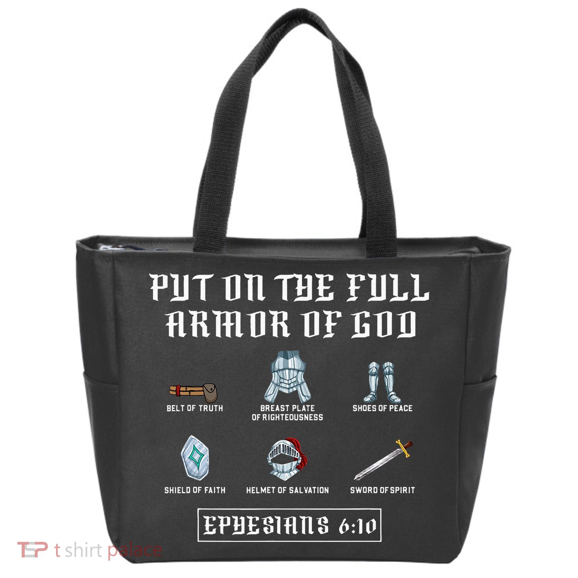 Put On The Full Armor Of God Funny Saying Christian Tote Bag