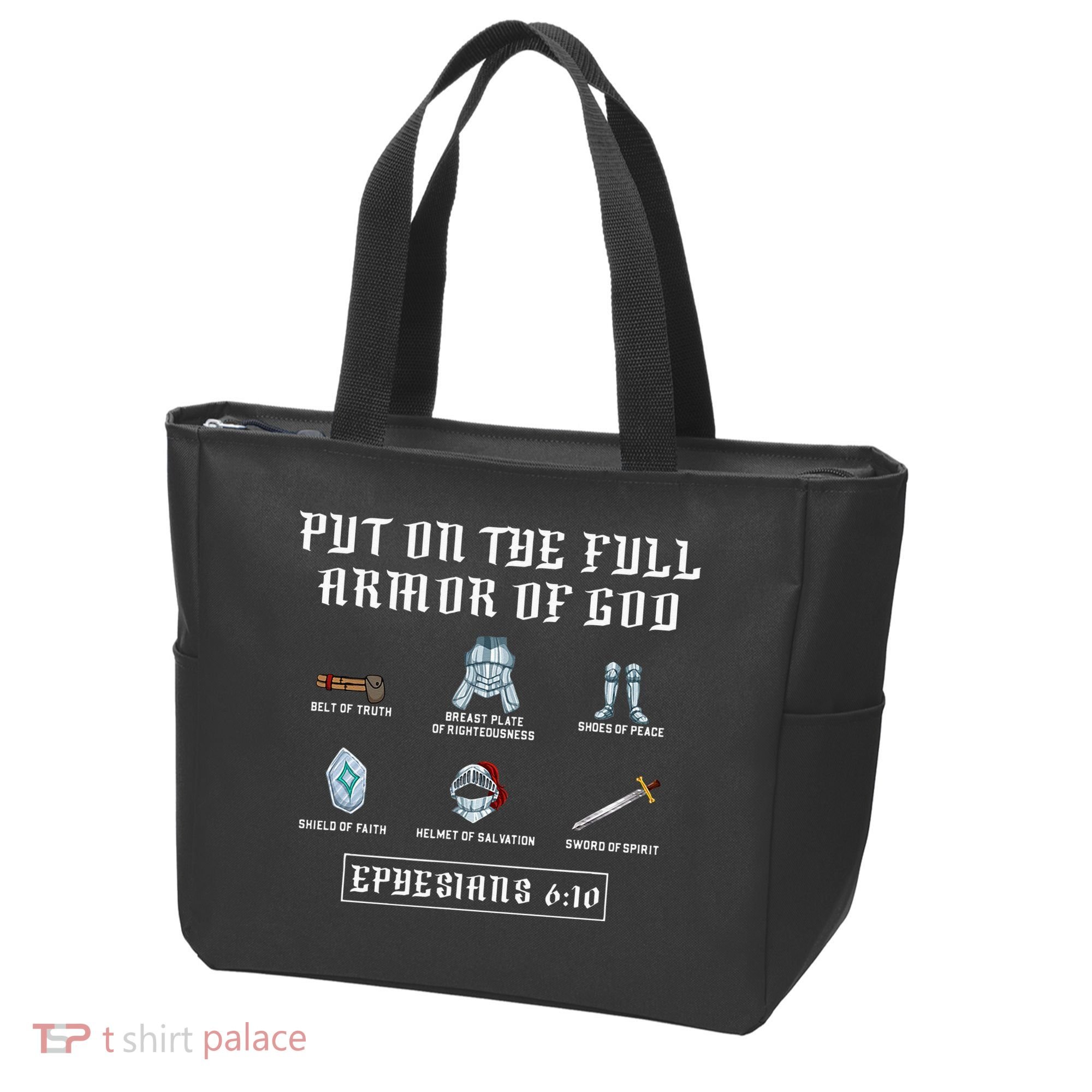 Put On The Full Armor Of God Funny Saying Christian Tote Bag