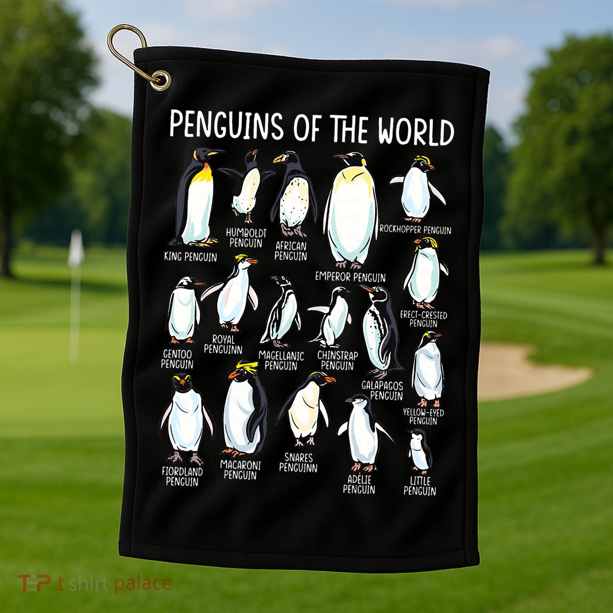 Penguins Of The World Zookeeper Sea Animal Penguin Lovers Golf Towel