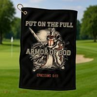 Put On The Full Armor Of God Christian Religious Quote Golf Towel thumb 1
