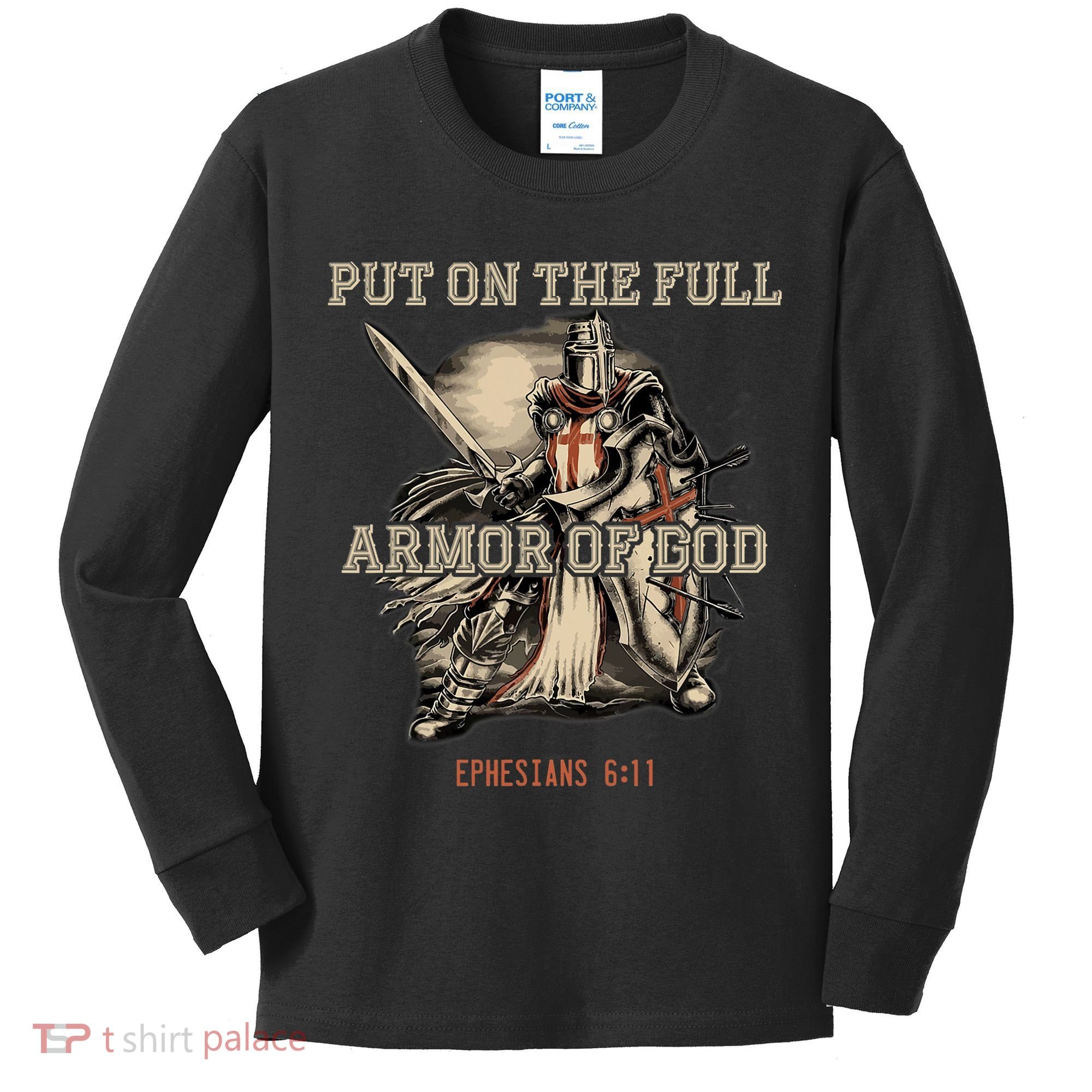 Put On The Full Armor Of God Christian Religious Quote Kids Long Sleeve Shirt