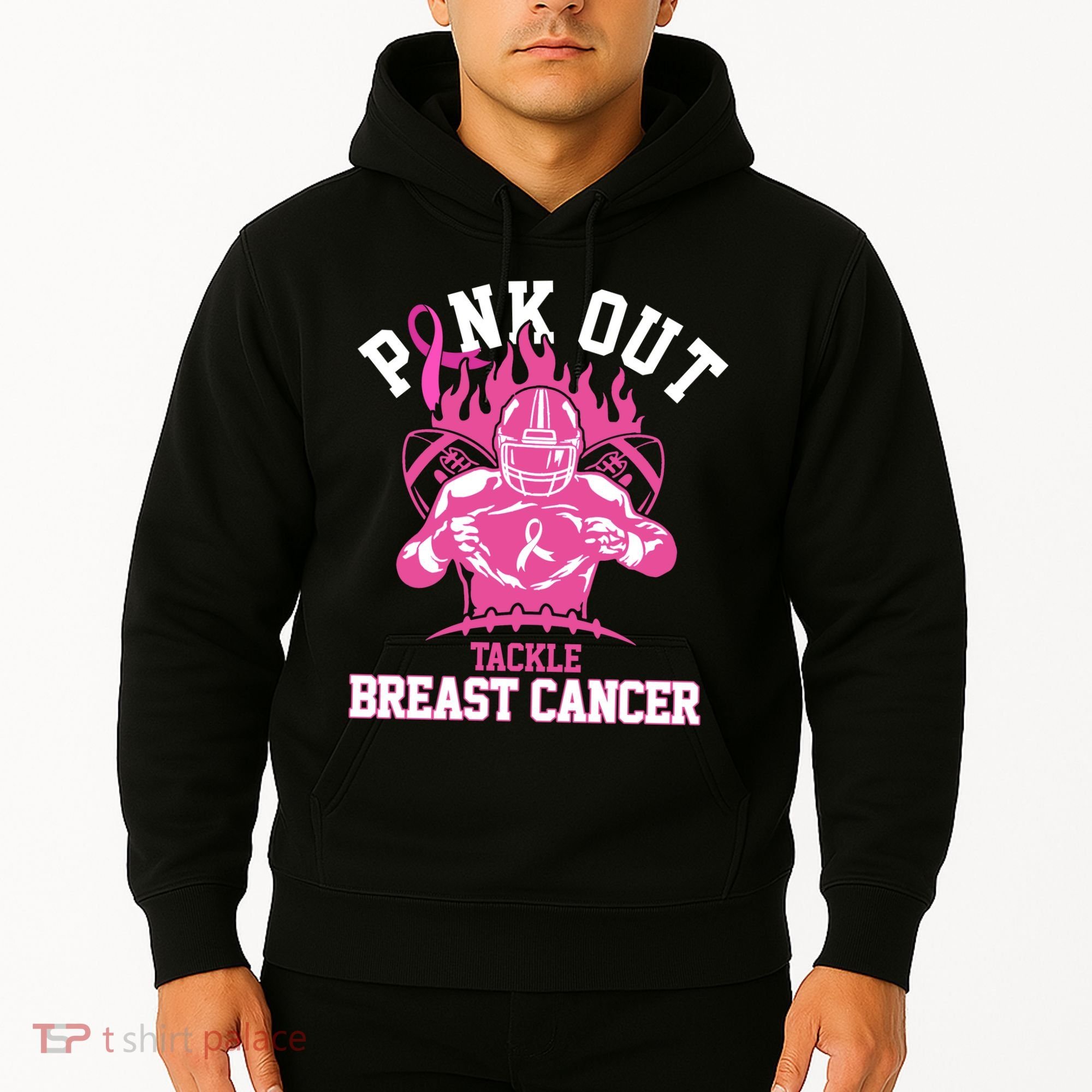 Pink Out Tackle Breast Cancer Awareness Football Hoodie