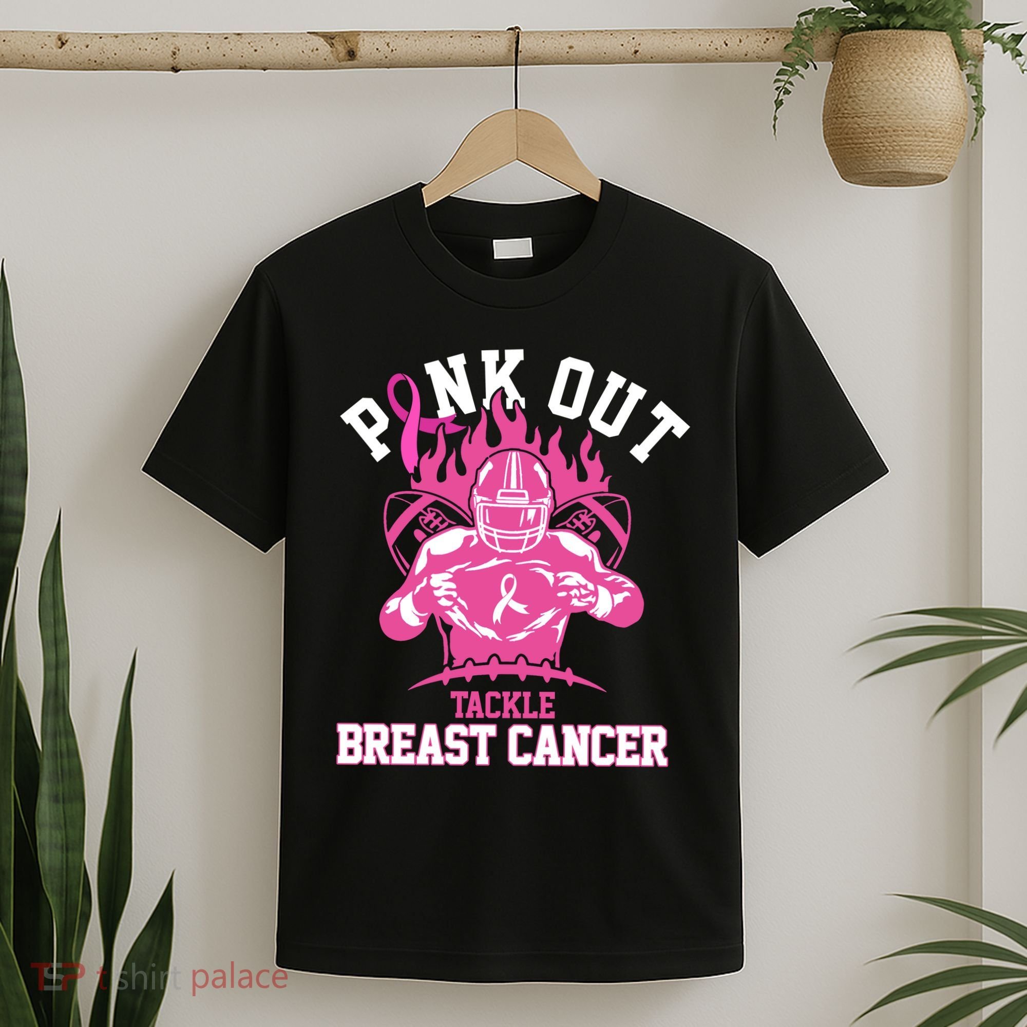 Pink Out Tackle Breast Cancer Awareness Football T-Shirt