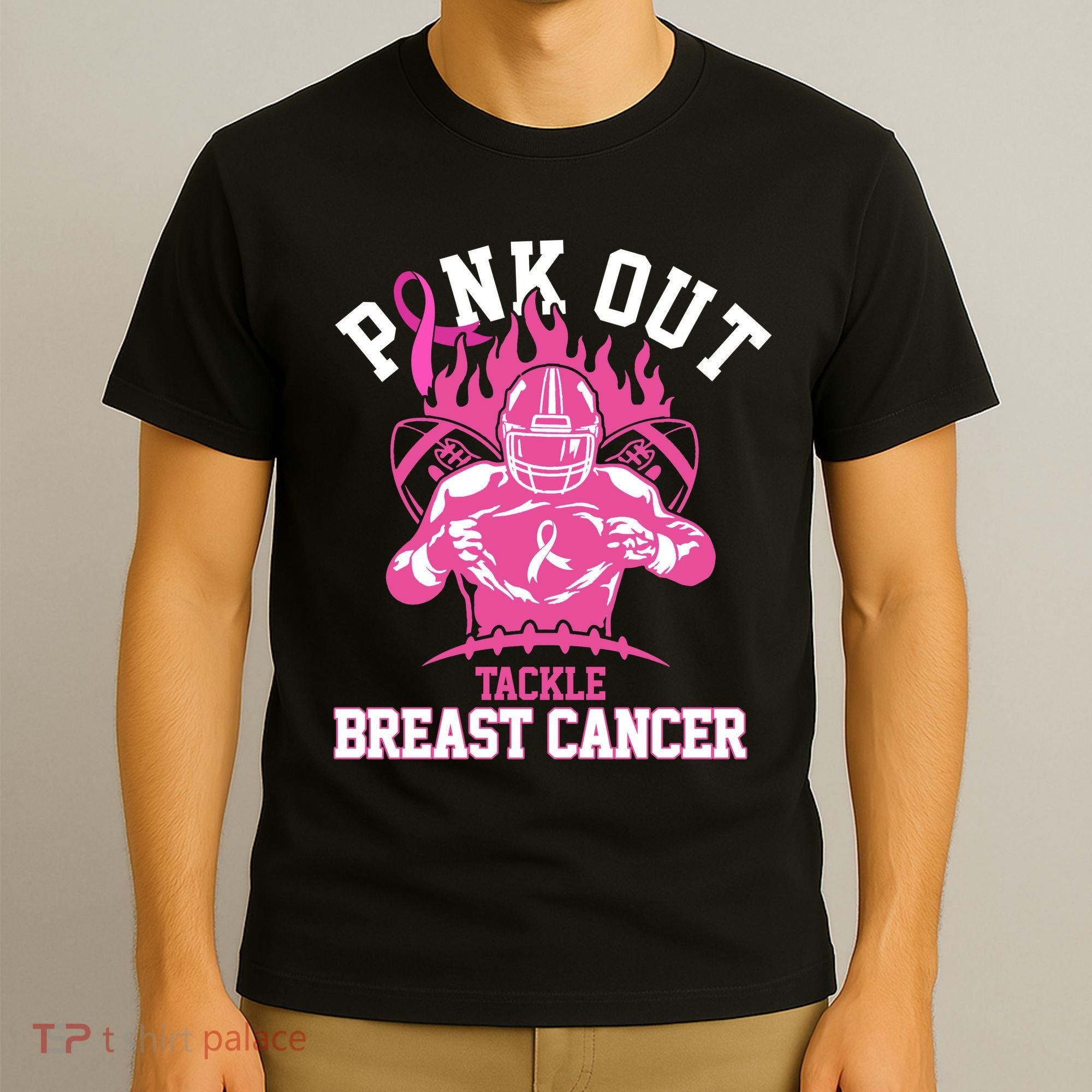 Pink Out Tackle Breast Cancer Awareness Football T-Shirt