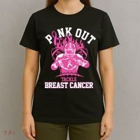 Pink Out Tackle Breast Cancer Awareness Football T-Shirt thumb 4
