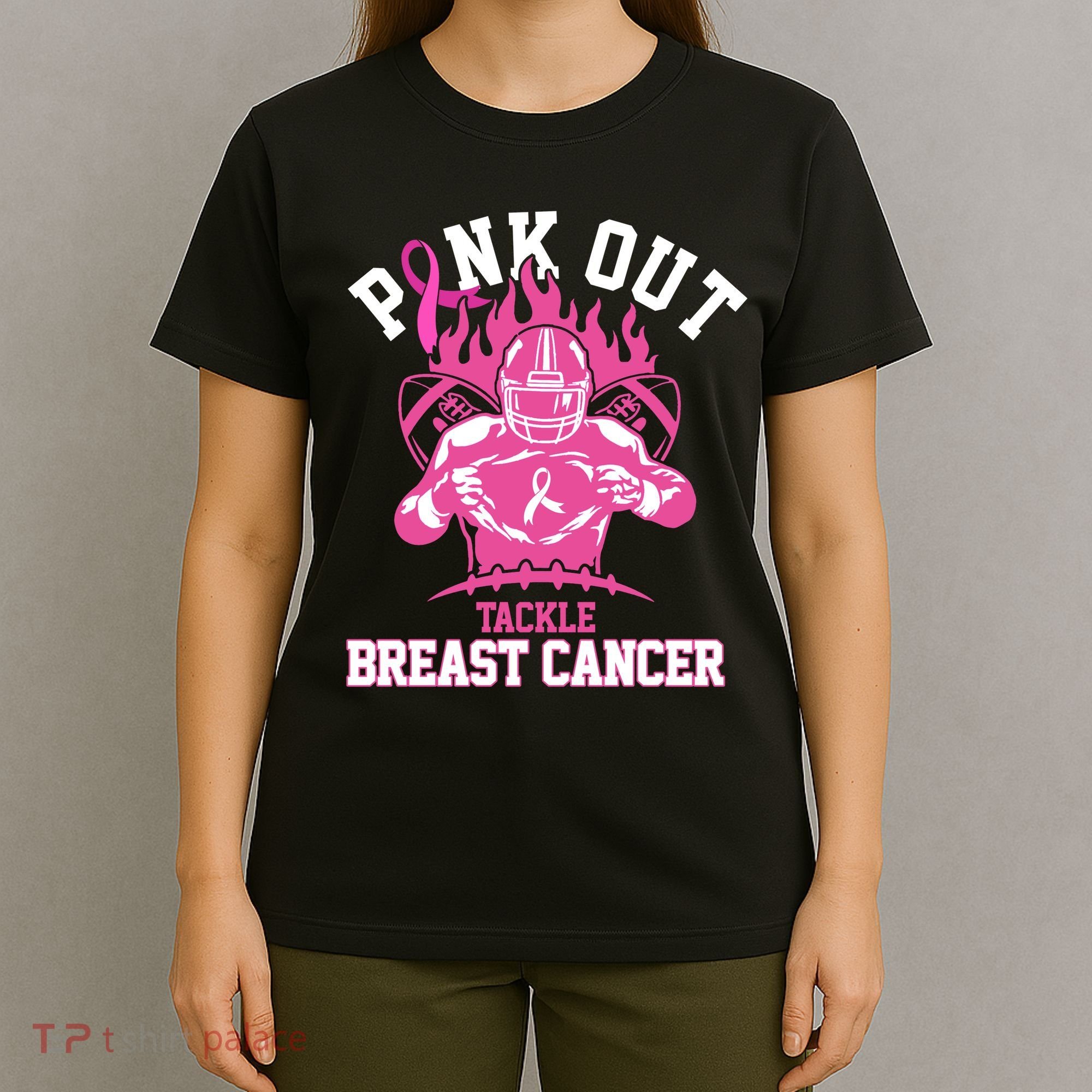 Pink Out Tackle Breast Cancer Awareness Football T-Shirt