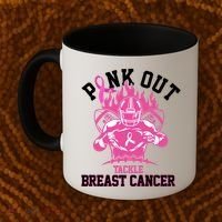 Pink Out Tackle Breast Cancer Awareness Football Coffee Mug thumb 2