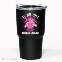 Pink Out Tackle Breast Cancer Awareness Football Tumbler thumb 0