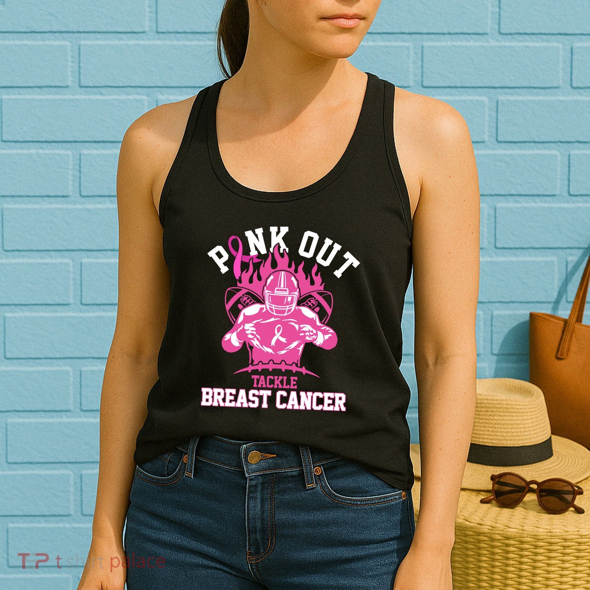 Pink Out Tackle Breast Cancer Awareness Football Women's Tank Top