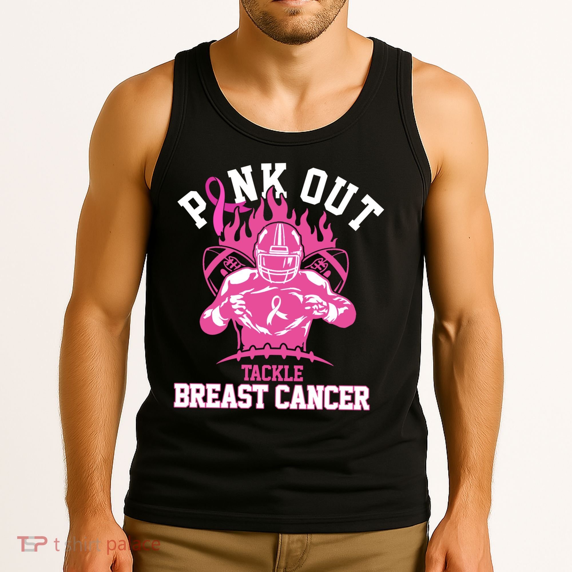 Pink Out Tackle Breast Cancer Awareness Football Tank Top