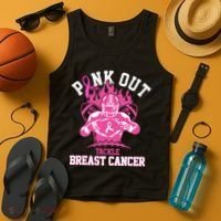 Pink Out Tackle Breast Cancer Awareness Football Tank Top thumb 4