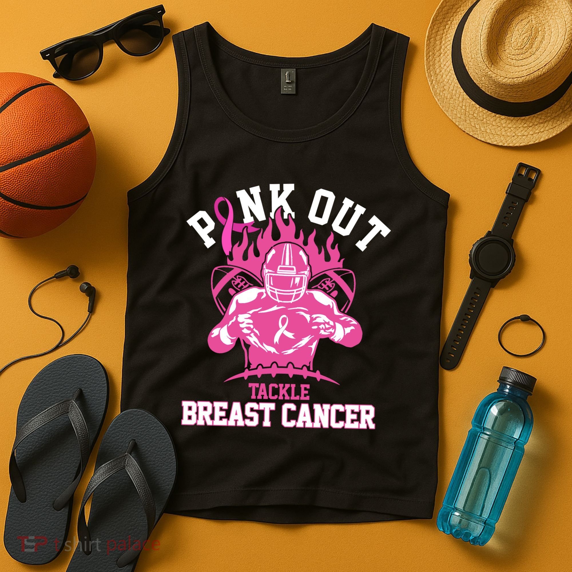 Pink Out Tackle Breast Cancer Awareness Football Tank Top