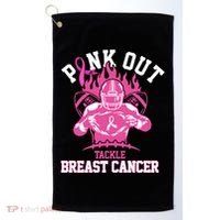 Pink Out Tackle Breast Cancer Awareness Football Golf Towel thumb 0