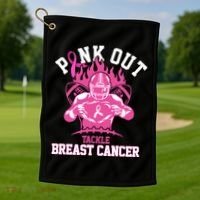 Pink Out Tackle Breast Cancer Awareness Football Golf Towel thumb 1