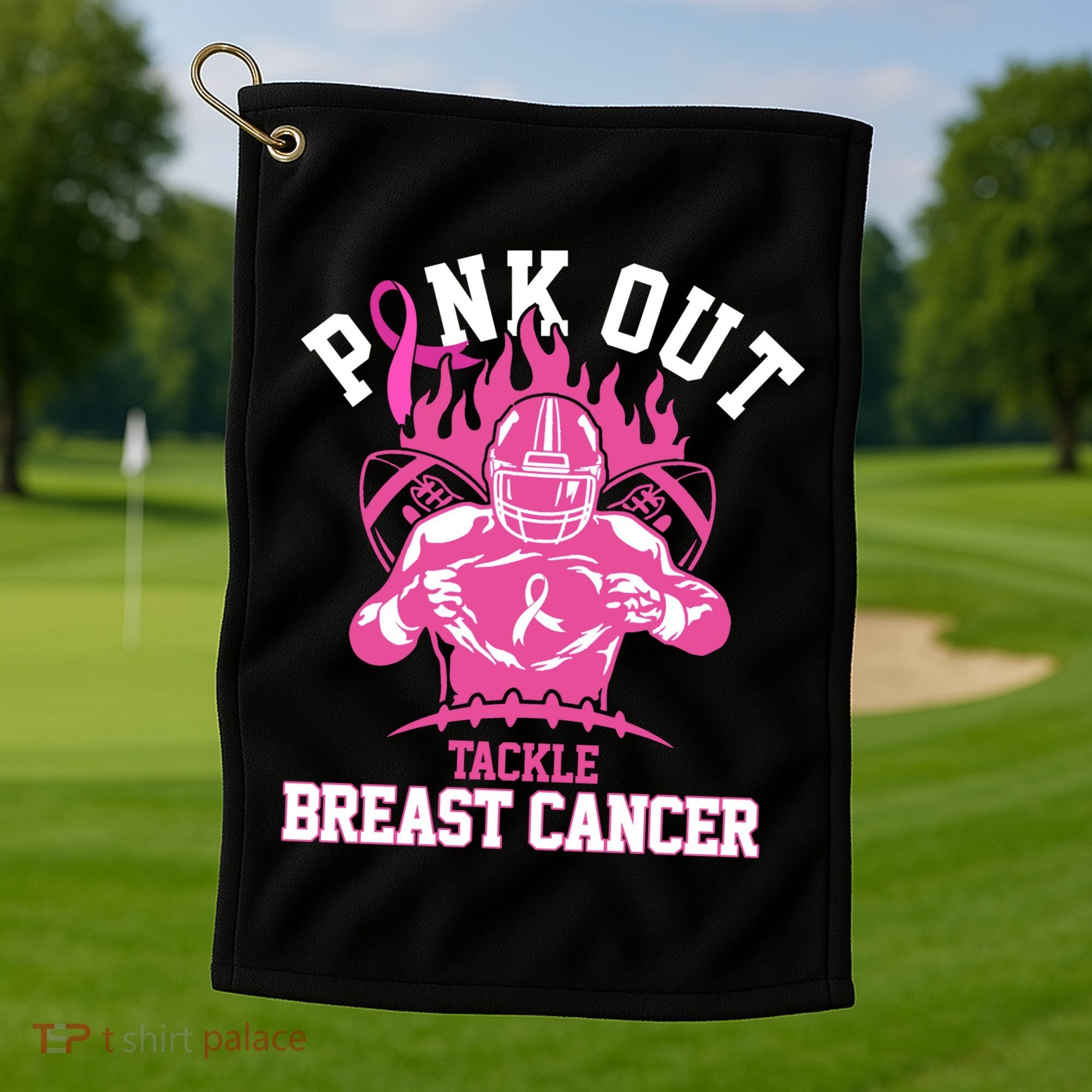 Pink Out Tackle Breast Cancer Awareness Football Golf Towel
