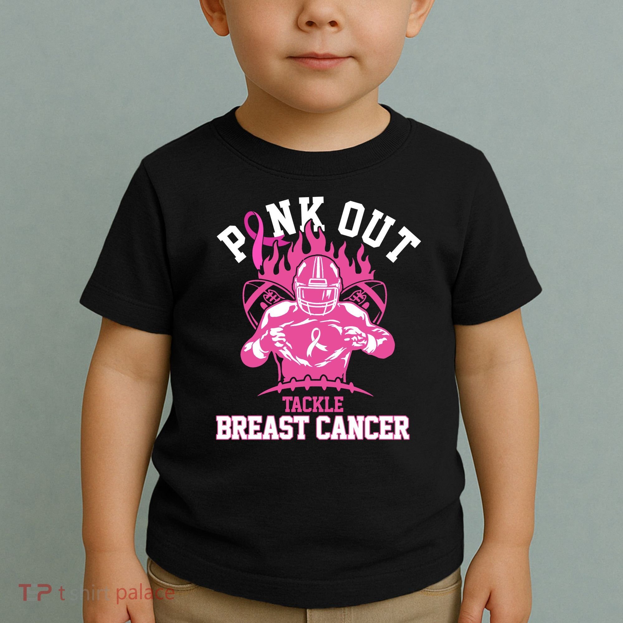 Pink Out Tackle Breast Cancer Awareness Football Toddler T-Shirt
