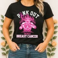 Pink Out Tackle Breast Cancer Awareness Football Women's T-Shirt thumb 2