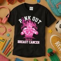Pink Out Tackle Breast Cancer Awareness Football Kids T-Shirt thumb 3