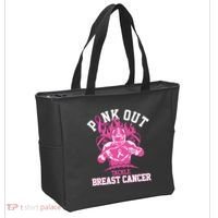 Pink Out Tackle Breast Cancer Awareness Football Tote Bag thumb 2