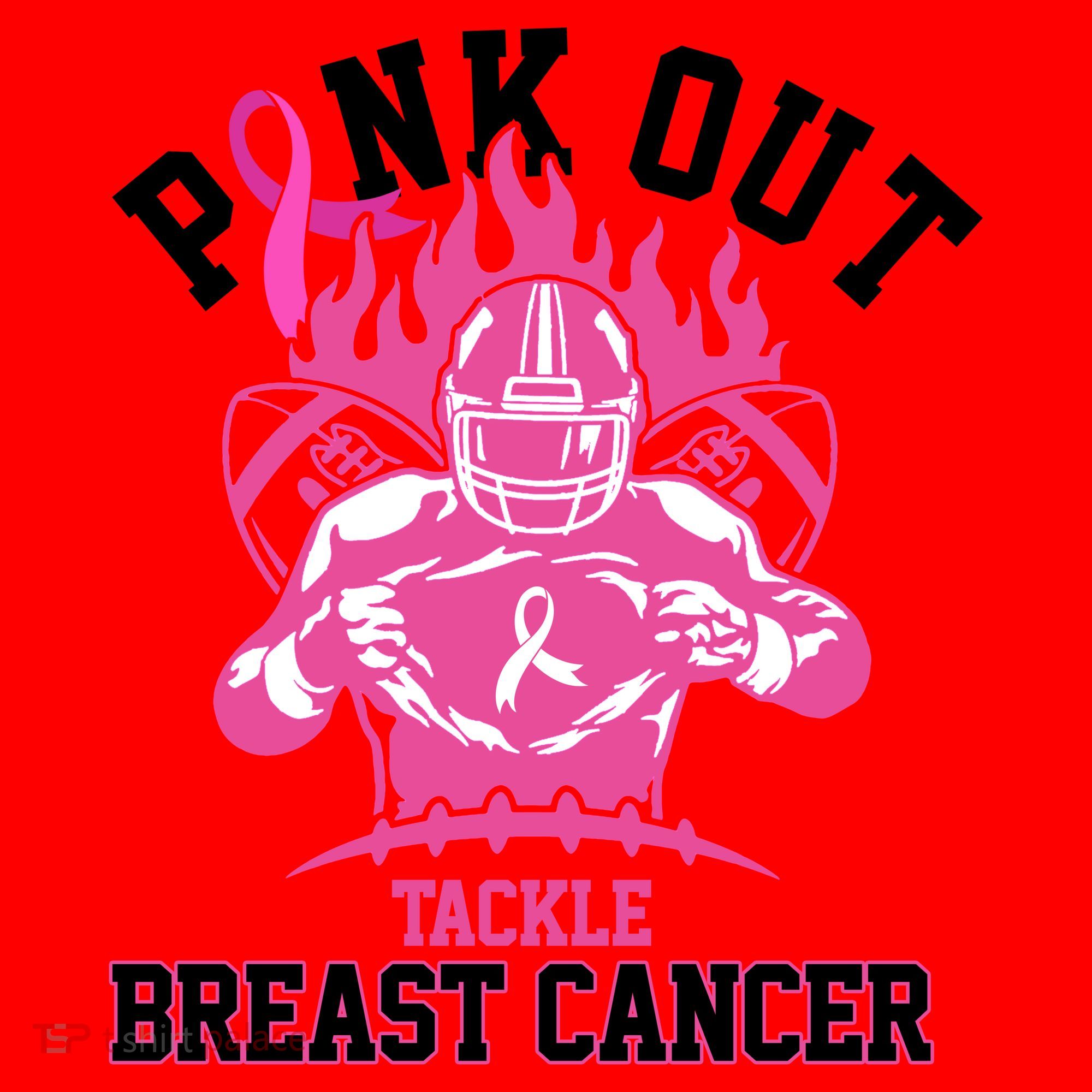 Pink Out Tackle Breast Cancer Awareness Football Santa Hat