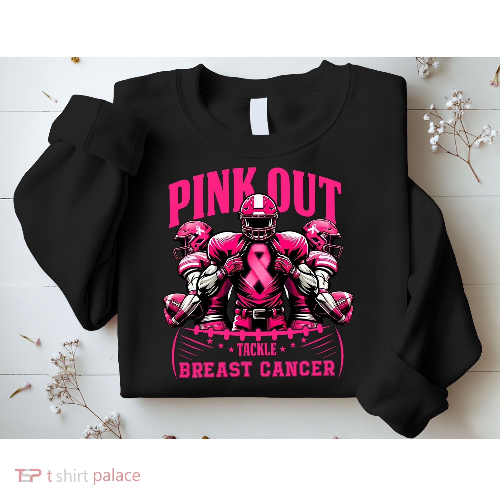 Pink Out Tackle Breast Cancer Awareness Football Pink Ribbon Sweatshirt