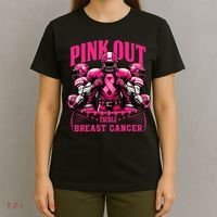 Pink Out Tackle Breast Cancer Awareness Football Pink Ribbon T-Shirt thumb 4