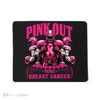 Pink Out Tackle Breast Cancer Awareness Football Pink Ribbon Mousepad thumb 0