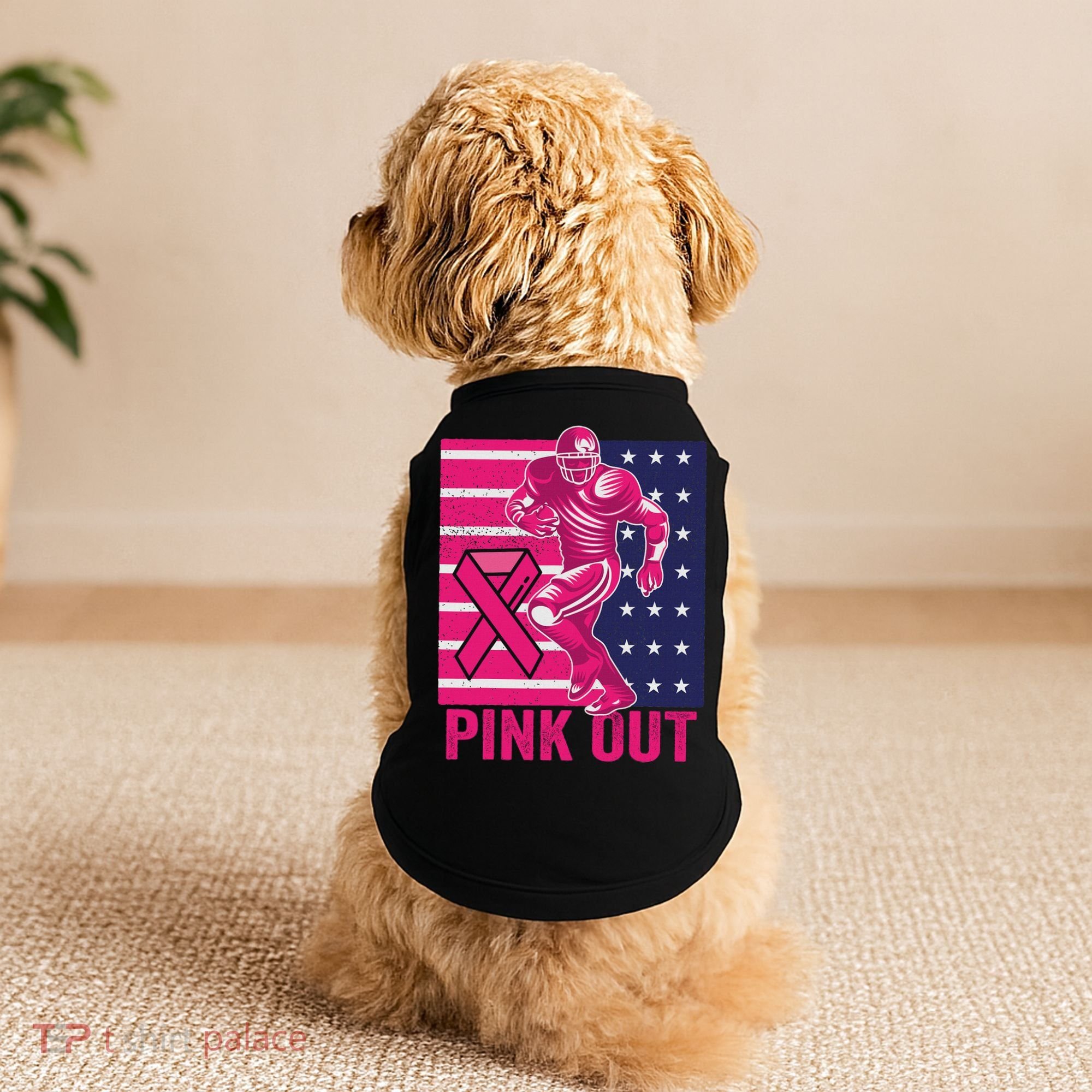 Pink Out Tackle Football Breast Cancer Awareness Doggie Tank