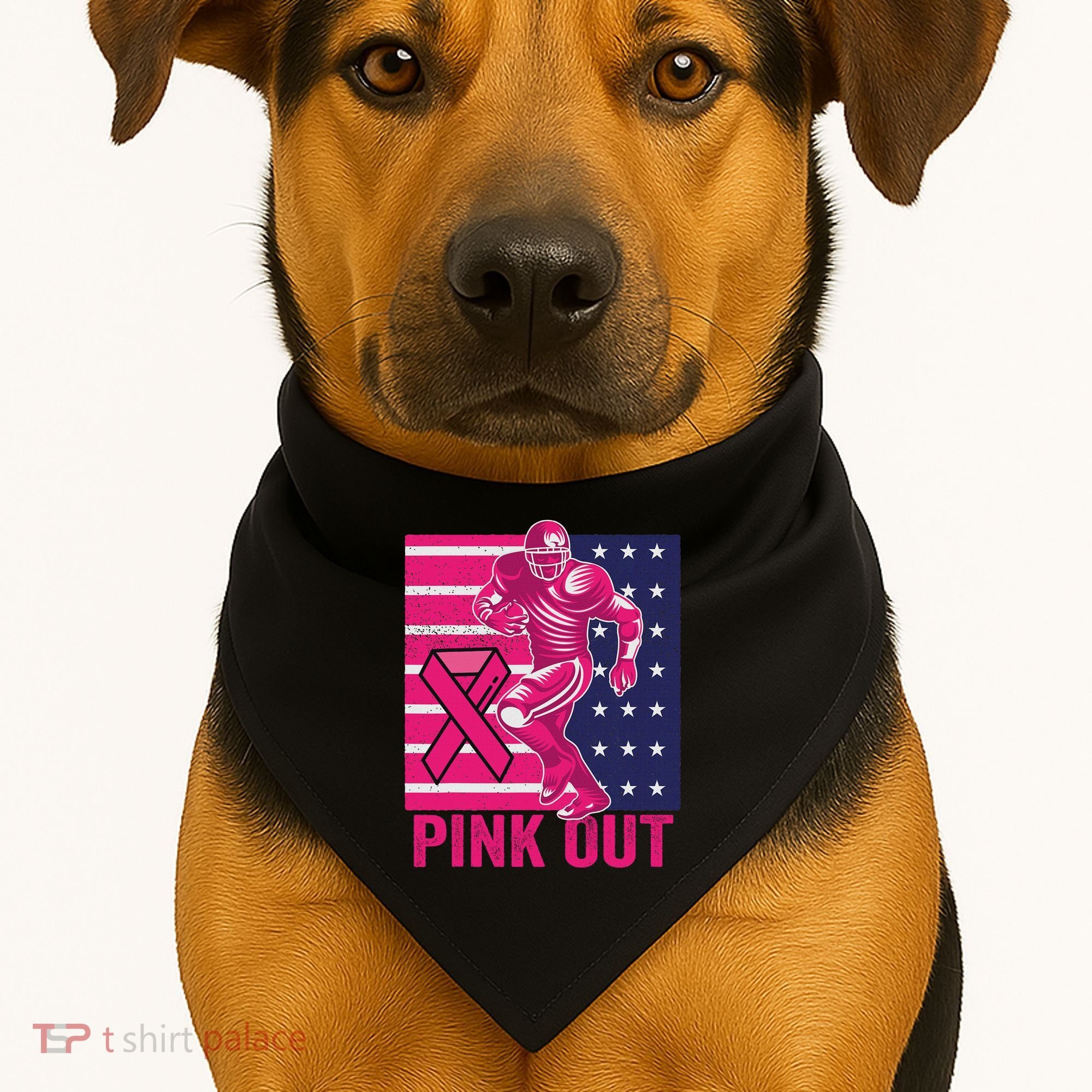 Pink Out Tackle Football Breast Cancer Awareness USA-Made Doggie Bandana