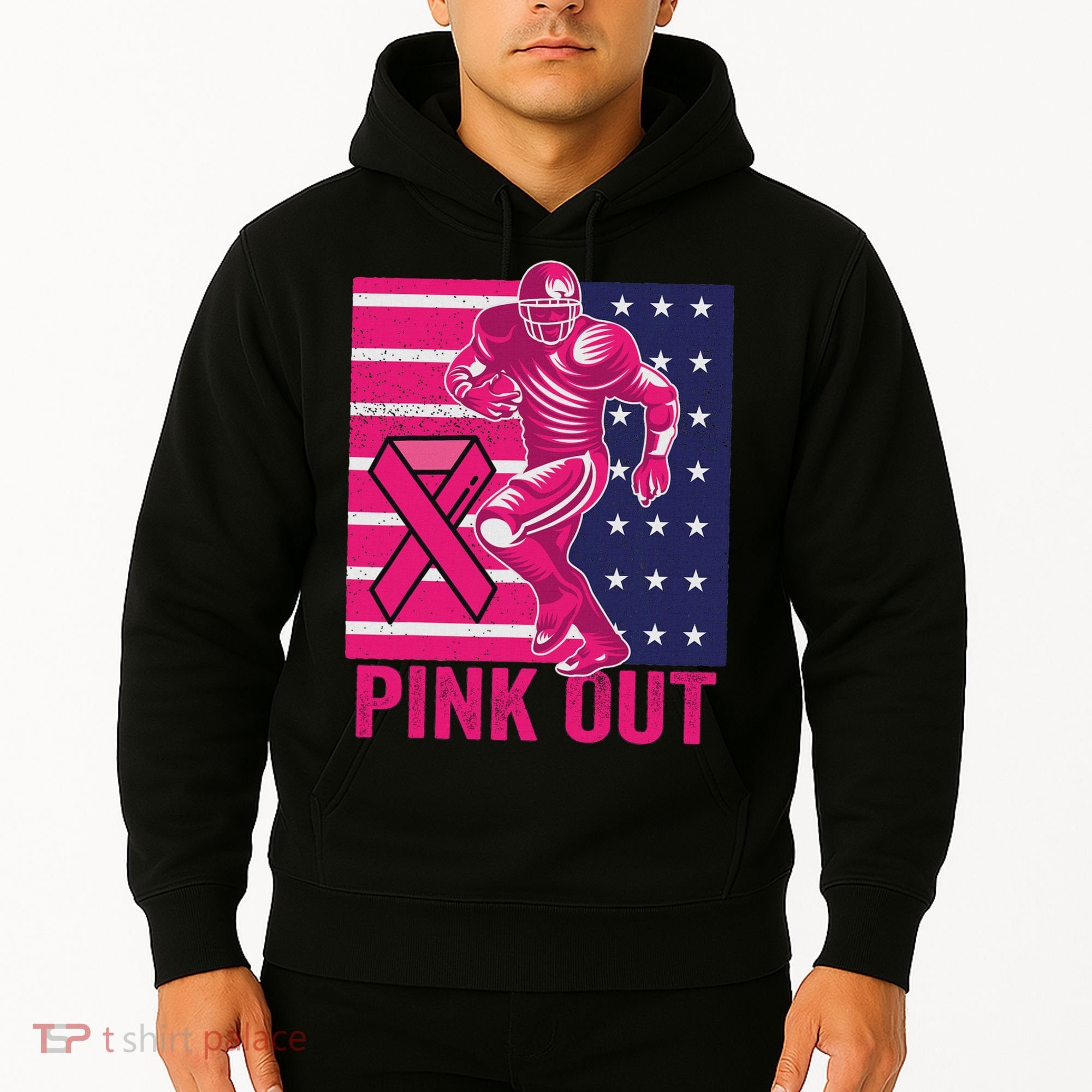 Pink Out Tackle Football Breast Cancer Awareness Hoodie