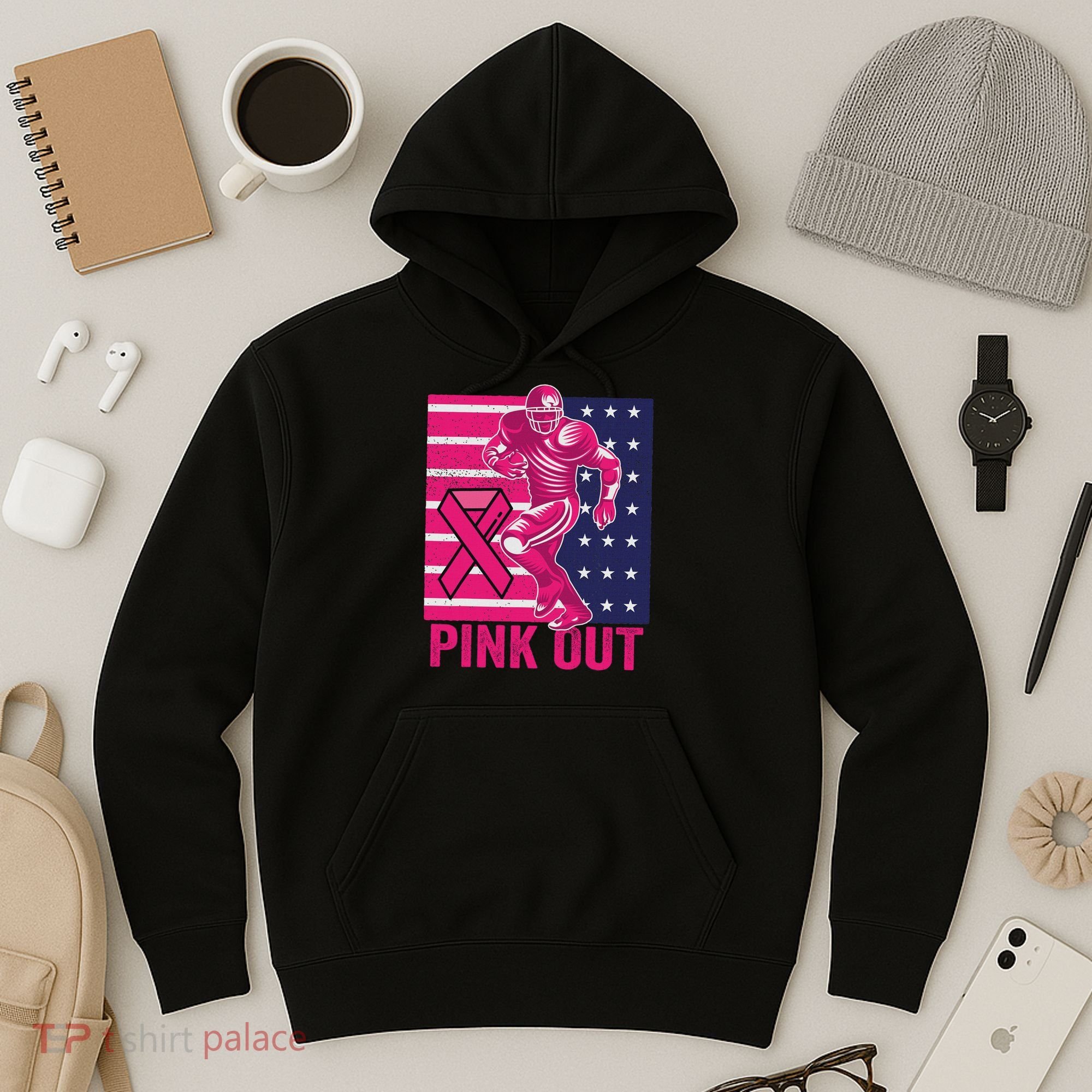 Pink Out Tackle Football Breast Cancer Awareness Hoodie