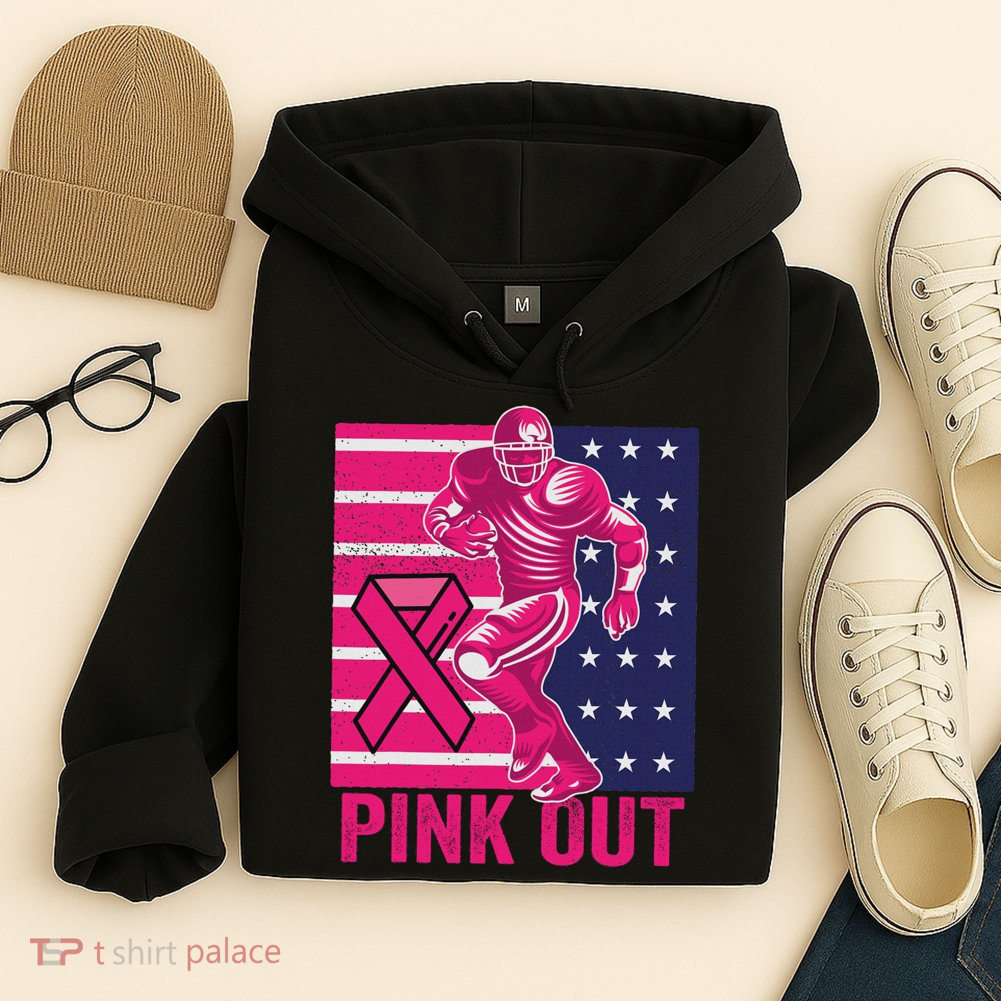Pink Out Tackle Football Breast Cancer Awareness Hoodie