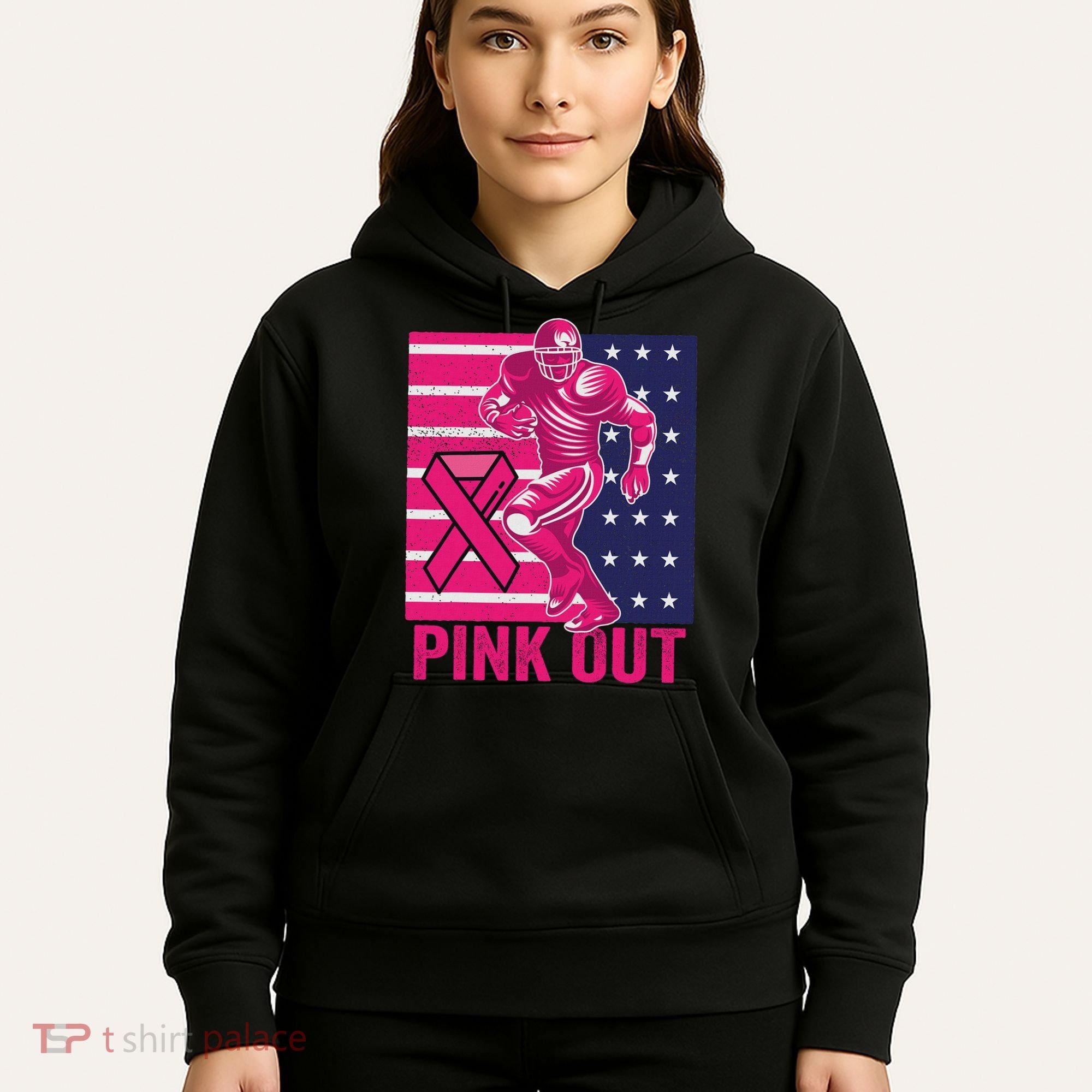 Pink Out Tackle Football Breast Cancer Awareness Hoodie