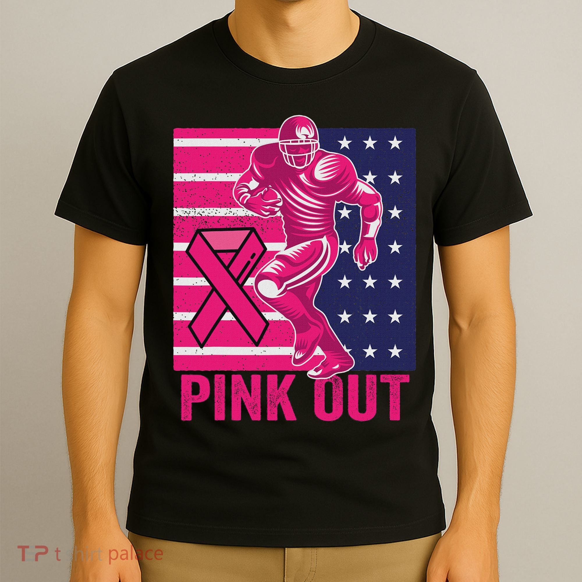 Pink Out Tackle Football Breast Cancer Awareness T-Shirt
