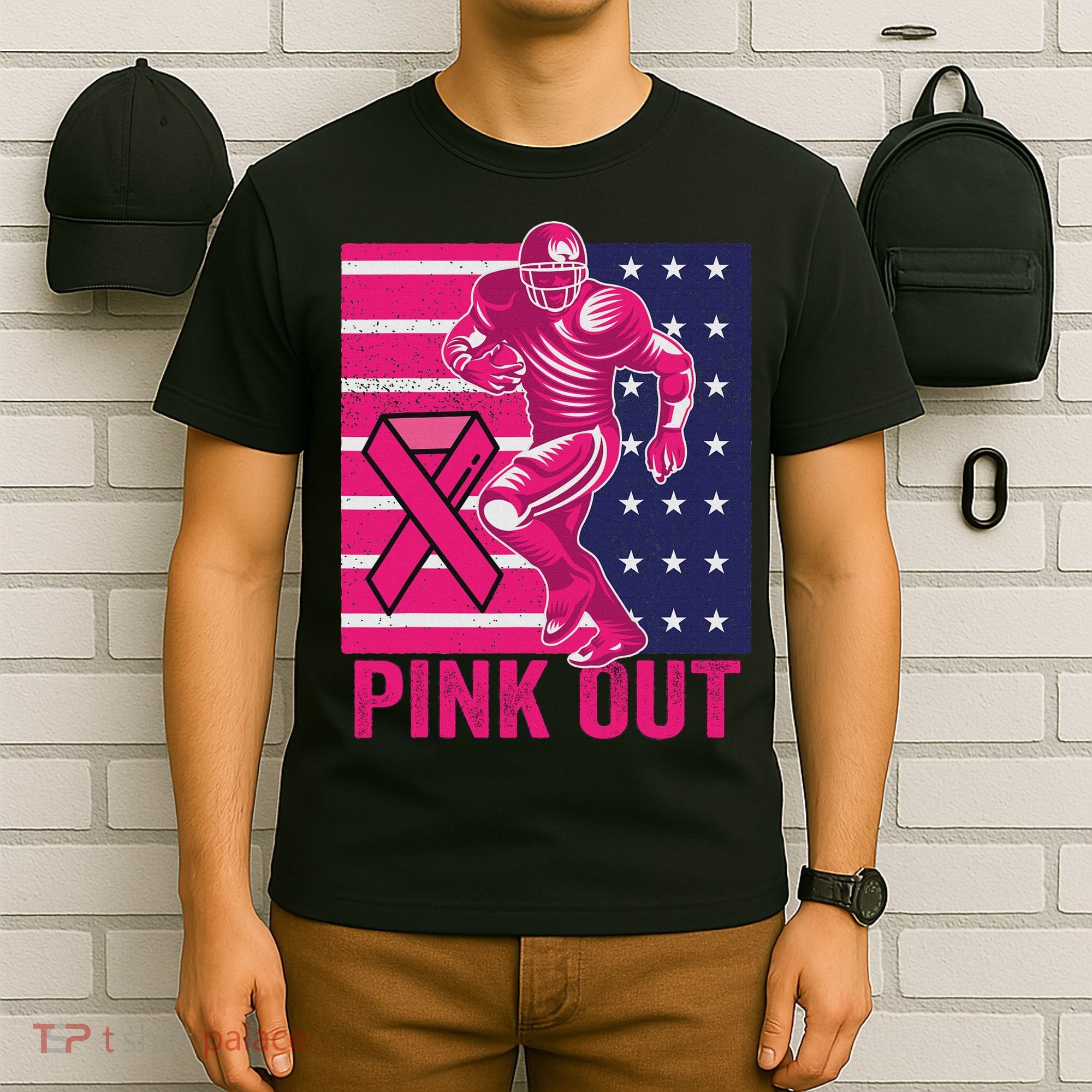 Pink Out Tackle Football Breast Cancer Awareness T-Shirt