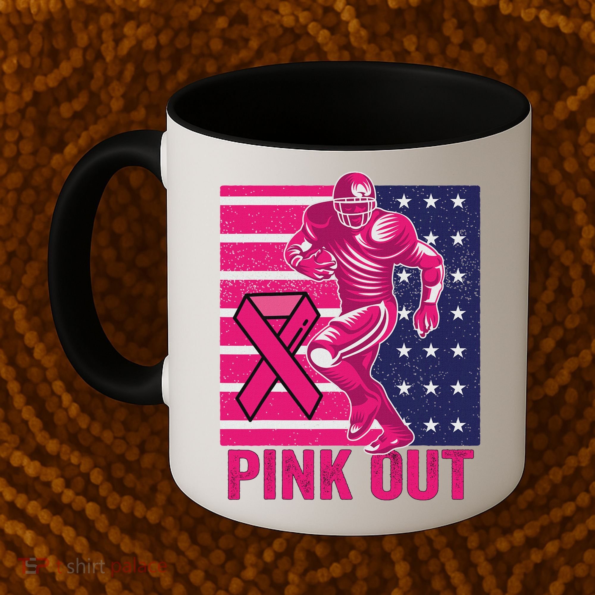 Pink Out Tackle Football Breast Cancer Awareness Coffee Mug