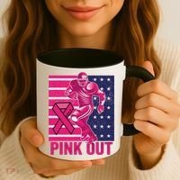 Pink Out Tackle Football Breast Cancer Awareness Coffee Mug thumb 3