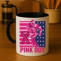 Pink Out Tackle Football Breast Cancer Awareness Coffee Mug thumb 4