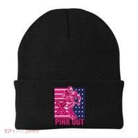 Pink Out Tackle Football Breast Cancer Awareness Beanie thumb 0