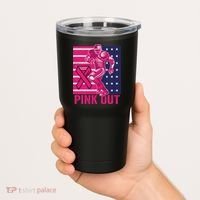 Pink Out Tackle Football Breast Cancer Awareness Tumbler thumb 2